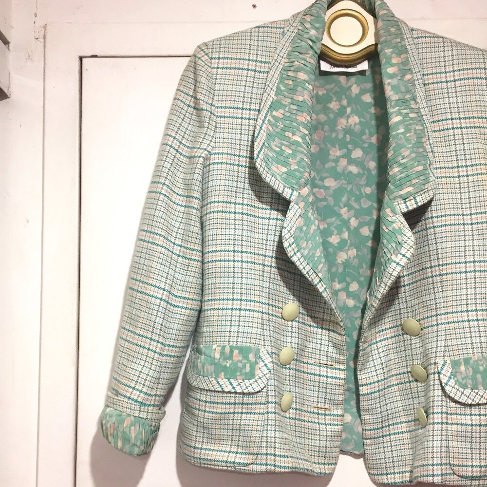 VINTAGE ADOLFO NEW YORK NEIMAN MARCUS PLAID BLAZERS SIZE S